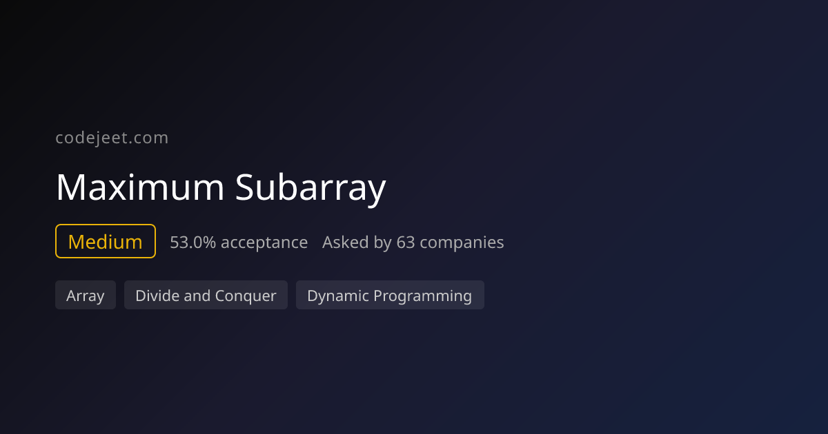 Maximum Subarray - LeetCode Medium | CodeJeet